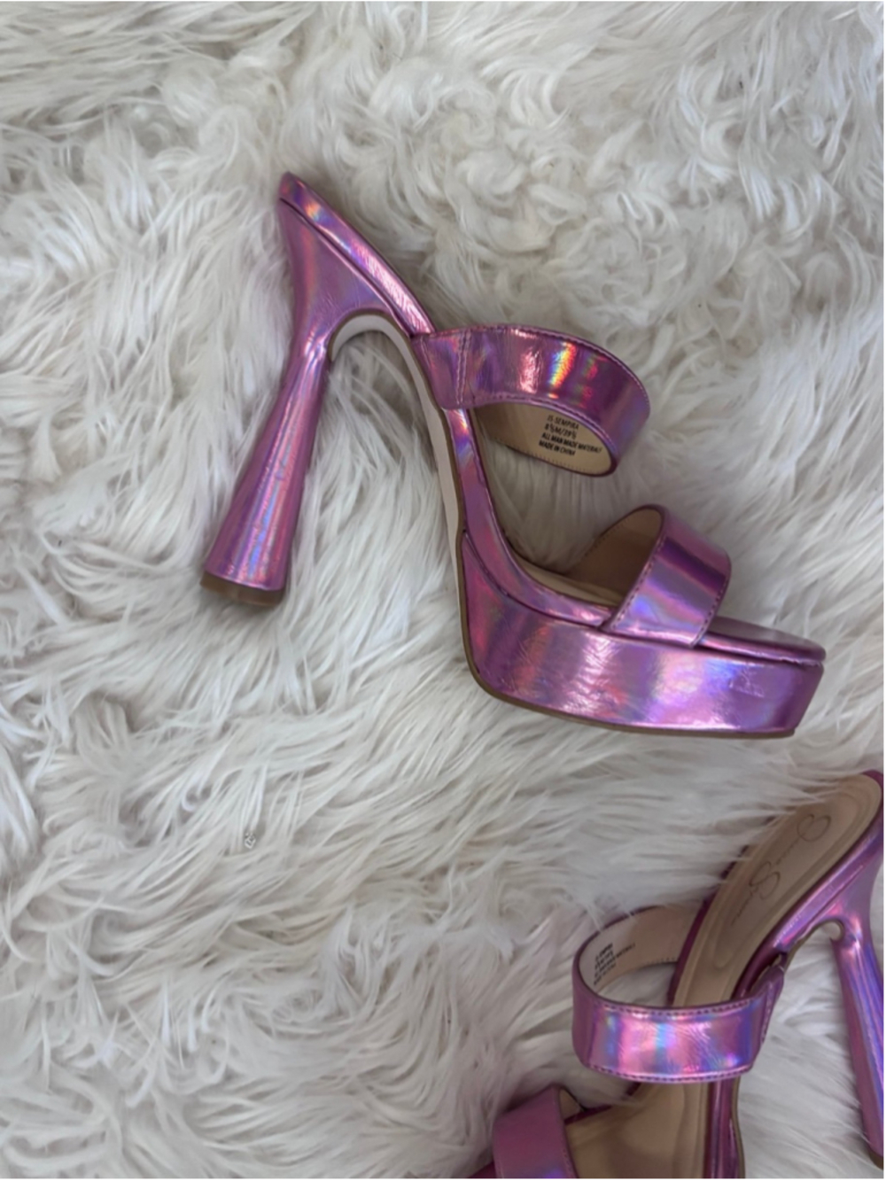 Jessica Simpson Sempira Platform Heel Pink Iridescent Heels Metallic 8.5 - Picture 3 of 7